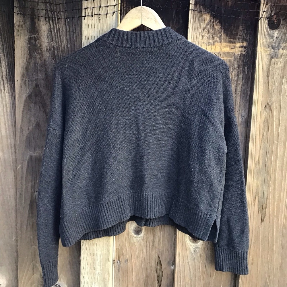 Quince Women's Organic Cotton Cropped Cardigan Charcoal Gray Size Medium - Picture 5 of 6